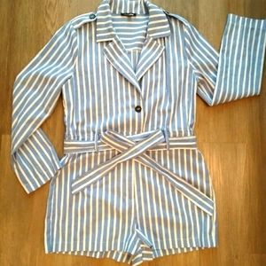 Fashion Nova Striped Romper _ long sleeve